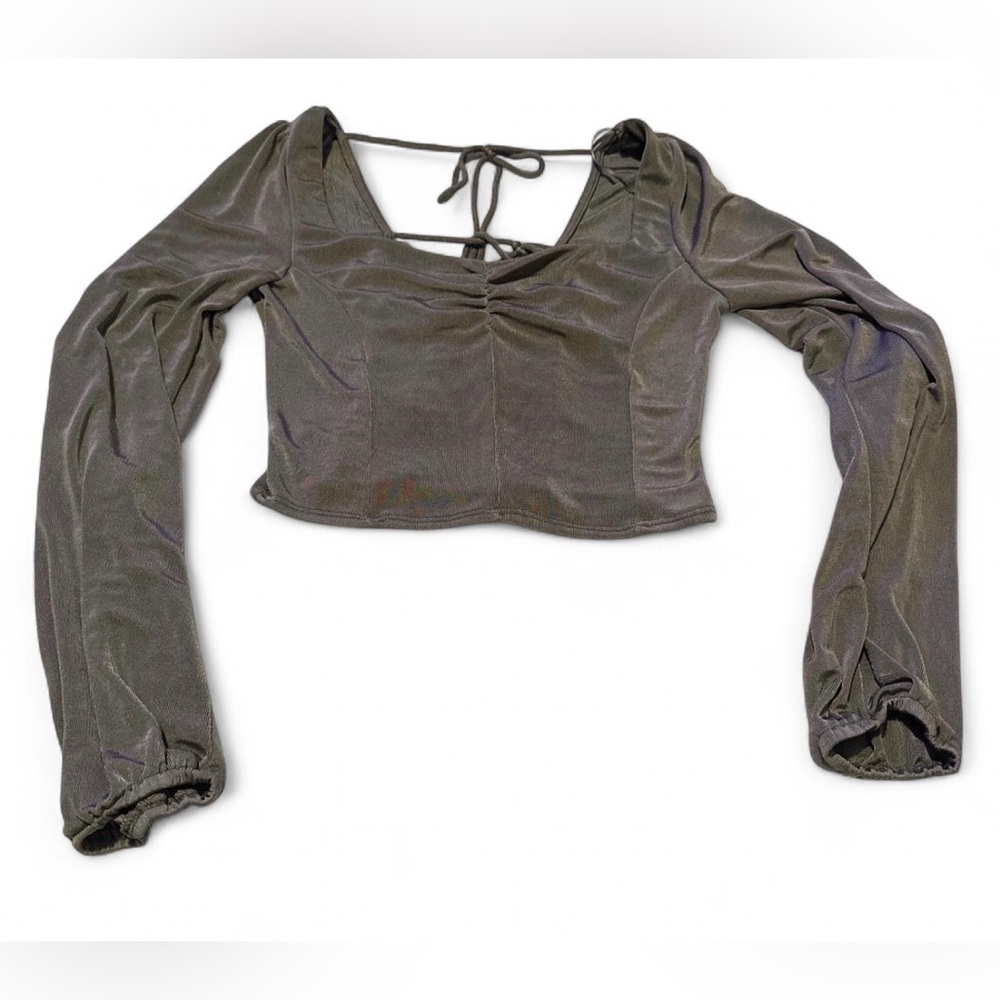 Urban Diction Gray Long Sleeve Women's Croptop